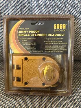 70628 Saga Vintage Jimmy-proof Single Cylinder Deadbolt #70628 New Old Stock
