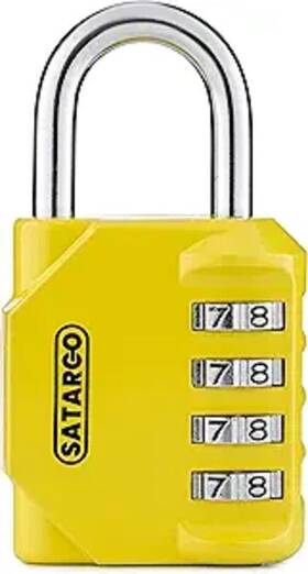 Satargo 065009225385 4 Digit Combination Lock Cut Resistant Gym Padlock Yellow 2 Pack