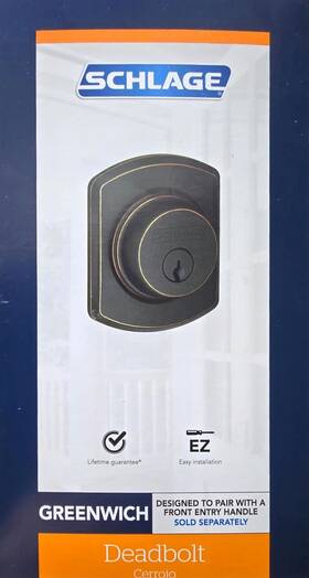 Schlage 043156059270 Greenwich Deadbolt Aged Bronze