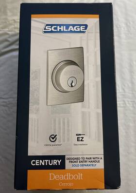 B60n Schlage 043156059317 New Satin Nickel Single Door Cylinder Deadbolt G Cen 619
