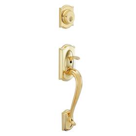 Schlage 043156164394 F58 Cam 505 Camelot Exterior Handleset With Deadbolt Bright Brass Ext