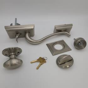Schlage 043156165087 Addison Single Cylinder Handleset And Siena Knob Satin Nickel