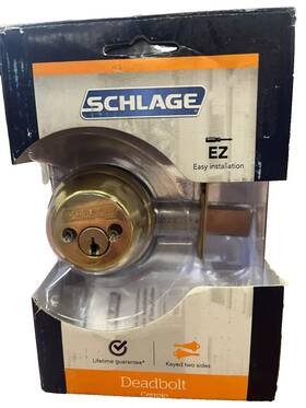 B62n Schlage 043156171217 Deadbolt Keyed On 2 Sides - Bright Brass Brand New Open Box