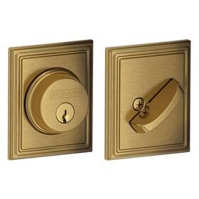 Schlage 043156384297 New Antique Brass Square Trim Single Cylinder Keyed Entry