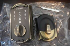 Be375-cam Schlage 043156488995 Be375 Cam 609 Camelot Touch Keyless Electronic Deadbolt Lock - Brass