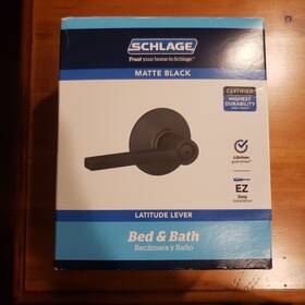 Schlage 043156719679 Latitude Lever Bed And Bath Matte Black Finish F40 Lat 622 New