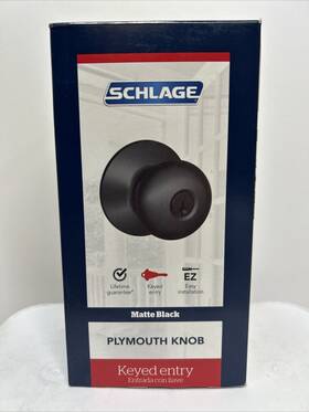 F51agply622 Schlage 043156719754 F-series Plymouth Matte Black Entry Knobs Right Or Left Handed