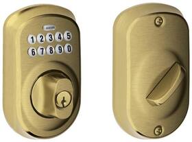 Schlage 043156894574 Be365-ply Brass Plymouth Electronic Keypad Single Cylinder Deadbolt