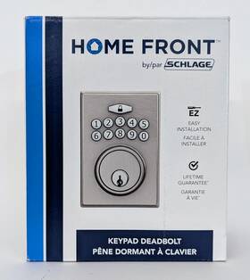 Schlage 061045209377 Home Front By Backlit Electronic Keypad Deadbolt - Satin Nickel