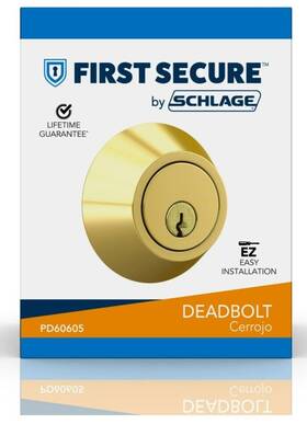 Schlage 194555084063 First Secure Deadbolt Bright Brass