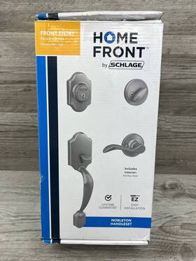Schlage 194555099746 Nobleton Satin Nickel Front Entry Door Keyed Handleset Deadbolt Open Box