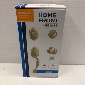 Schlage 194555099890 Nobleton Polished Brass Front Door Deadbolt Keyed Entry Handle Set