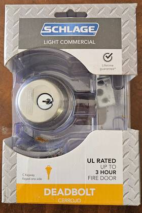 Schlage 194555138193 Light Commercial Deadbolt Lock Satin Chrome