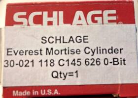 30-021 Schlage Mortise Lock Cylinder Nos Locksmith Everest Uncut