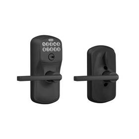 Schlage 313037124169 Plymouth Matte Black Electronic Keypad Door Lock With Latitude Lever And Flex Lo