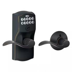 Schlage 313087522502 Camelot Aged Bronze Electronic Door Lock With Accent Lever