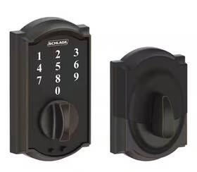 Schlage 313100973915 Camelot Aged Bronze Electronic Touch Keyless Touchscreen Deadbolt With Thumbturn
