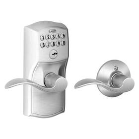 Schlage 445043725764 Electronic Door Lock Satin Chrome Keypad Keyless Entry With Accent Lever
