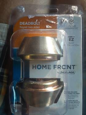 48-155 Schlage New- Schlage- Antique Brass Double Cylinder Deadbolt- Keyed Both Sides