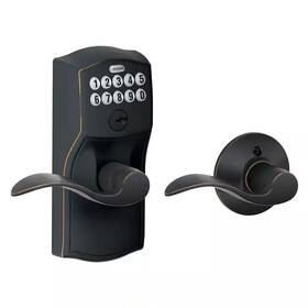 Schlage 705353137945 Camelot Aged Bronze Electronic Door Lock With Accent Lever