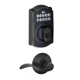 Schlage 705353255588 Camelot Aged Bronze Electronic Door Lock Deadbolt With Accent Handle