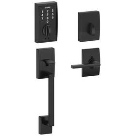 Schlage 705353487828 Century Matte Black Touch Electronic Keypad Deadbolt And Front Entry Door Handle
