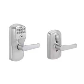 Schlage 705353533518 Plymouth Satin Chrome Electronic Keypad Door Lock With Elan Handle And Flex