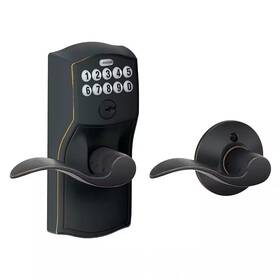Schlage 726084189478 Camelot Aged Bronze Electronic Door Lock With Accent Lever