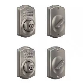 Schlage 726084473225 Camelot Satin Nickel Electronic Keypad Deadbolt 2-pack