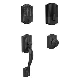 Schlage 744110288421 Camelot Matte Black Encode Plus Smart Wifi Deadbolt Door Handleset With Georgian