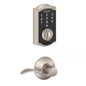 Schlage 744110300734 Camelot Satin Nickel Touch Electronic Keypad Door Lock Deadbolt And Accent Handl
