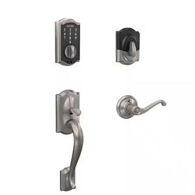 Schlage 744759296054 Camelot Satin Nickel Touch Keyless Touchscreen Deadbolt With Thumbturn And Entry