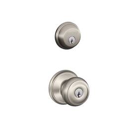 Fb50n Schlage 785497307428 Satin Nickel V Geo 619 B60 Single Cylinder Deadbolt And F51 Entry Georg
