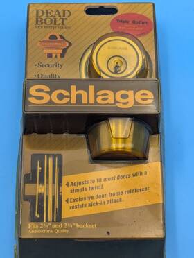 B160nv Schlage Deadbolt Double Cylinder Bright Brass 605 New In Sealed Pack