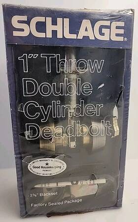 B162pv Schlage Deadbolt Double Cylinder Antique Brass 609 Vintage Nos 1 Inch Throw