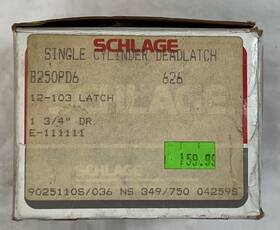 B250pd6 Schlage Single Cylinder 6-pin Deadlatch 626 E-keyway 2-3/4 Inch Backset