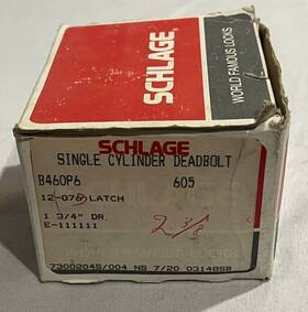 B460p6 Schlage Vintage Unused In Box Single Cylinder Deadbolt 605