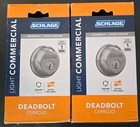 B62n.csg.626 Schlage Lot Of 2 - B62 Satin Nickel Double Cylinder Deadbolts B62n Csg 626