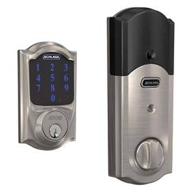Be469zpcam619 Schlage Camelot Satin Nickel Electronic Connect Smart Deadbolt With Alarm - Z-wave Plus Ena