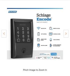 Be489wbrf-cen-622 Schlage Century Encode Smart Wifi Deadbolt - Matte Black