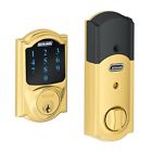 Schlage Connect Camelot Touchscreen Deadbolt With Built-in Alarm Bright Brass 043156312238