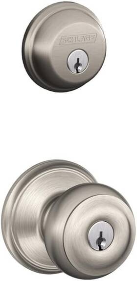 Schlage Fb50nvgeo619 Satin Nickel Fb50n V Geo 619 B60 Single Cylinder Deadbolt And F51 Entry