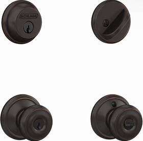Fb50nvgeo716 Schlage Georgian Entry Deadbolt Lock Combo Set Bronze. New No Keys