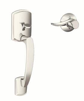 Fe285-g-grw-619-sac Schlage Fe285ggrw619sacgrw Greenwich Sacramento Satin Nickel Entry Door Handle