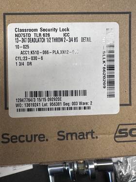 Nd75td Schlage Tlr 626 Classroom Security Lock Brushed Silver 1/2 Inch Throw