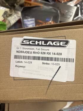 Nd80jdeu Schlage Gr 1 Storeroom Fail Secure Door Lock Satin Chrome Rho 626