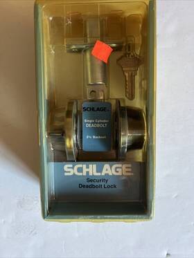 P509-333 Schlage Vintage Antique Brass Double Cylinder Deadbolt - Nos 1983 Usa