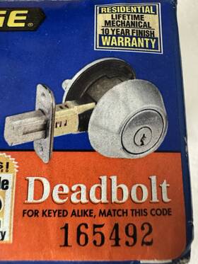 Schlage Ps15-083 Dead Bolt Single Cylinder Satin Chrome