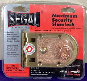 Se-14326 Se 018418143264 Segal Maximum Security Slamlock Solid Bronze Automatic Relocking Bolt