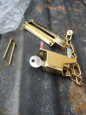 Sp59l Securit Brass Heavy Duty Security Locking Door Chain With Key And Fittings